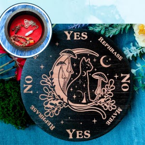 Moon and cat Pendulum Board Box, witchcraft Altar Tile, Divination Tool, Jewelry Box, Witch Tool, Wooden Box, altar decoration