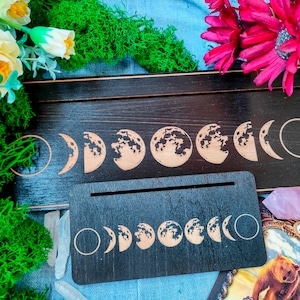 Tarotkaarthouder met maan voor 3 Tarot-, Lenormand- of Orakelkaart, kaarthouder, tarotaccessoires, hulpmiddelen voor waarzeggerij