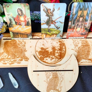 Tarotkaarthouder met uil voor 3 Tarot, Lenormand of Orakelkaart, kaarthouder, tarotaccessoires, hekserij waarzeggerij gereedschap