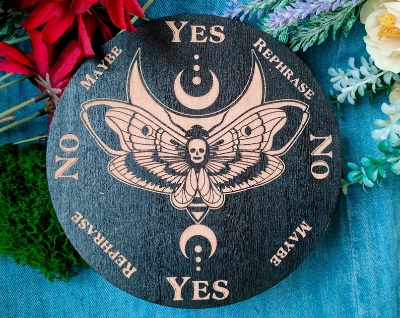 Fox and flower Pendulum Board Box, witchcraft Altar Tile, Divination Tool, Jewelry Box, Witch Tool, Wooden Box, altar decoration Death Head Moth