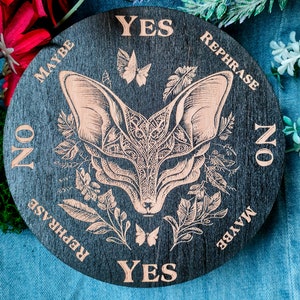 Fox and flower Pendulum Board Box, witchcraft Altar Tile, Divination Tool, Jewelry Box, Witch Tool, Wooden Box, altar decoration Fox