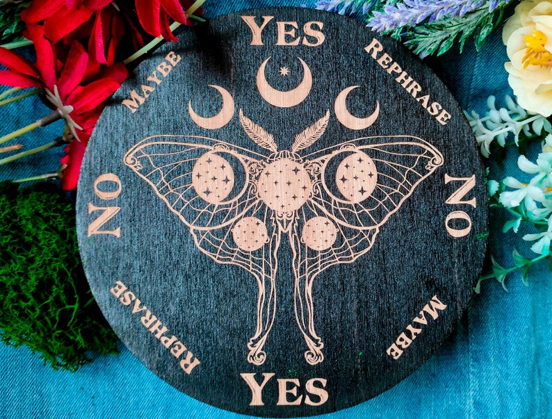 Fox and flower Pendulum Board Box, witchcraft Altar Tile, Divination Tool, Jewelry Box, Witch Tool, Wooden Box, altar decoration Butterfly