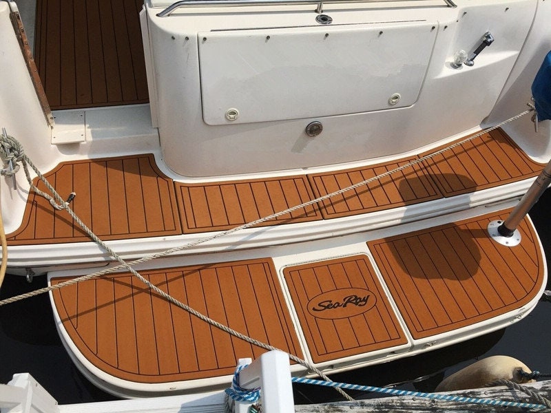 EVA Faux Teak Decking Floor for Sea Ray Boat Swim Platform Cockpit Pad for sale  