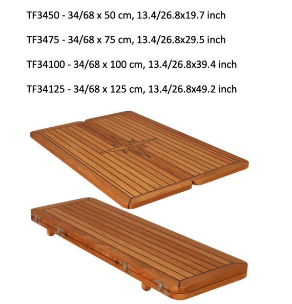Handcrafted Folding Teak Table Top With Wing Support 680/340x500,  680/340x750,680/340x1000mm Marine Boat RV 