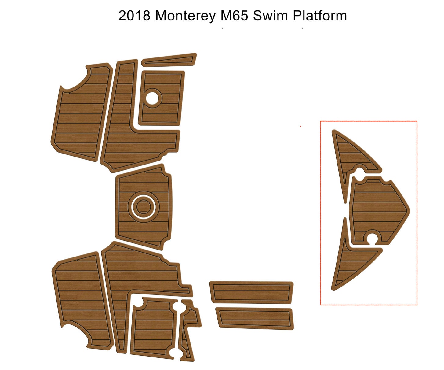 2018 Monterey M65 Swim Platformmarked in Red Only Boat EVA Faux