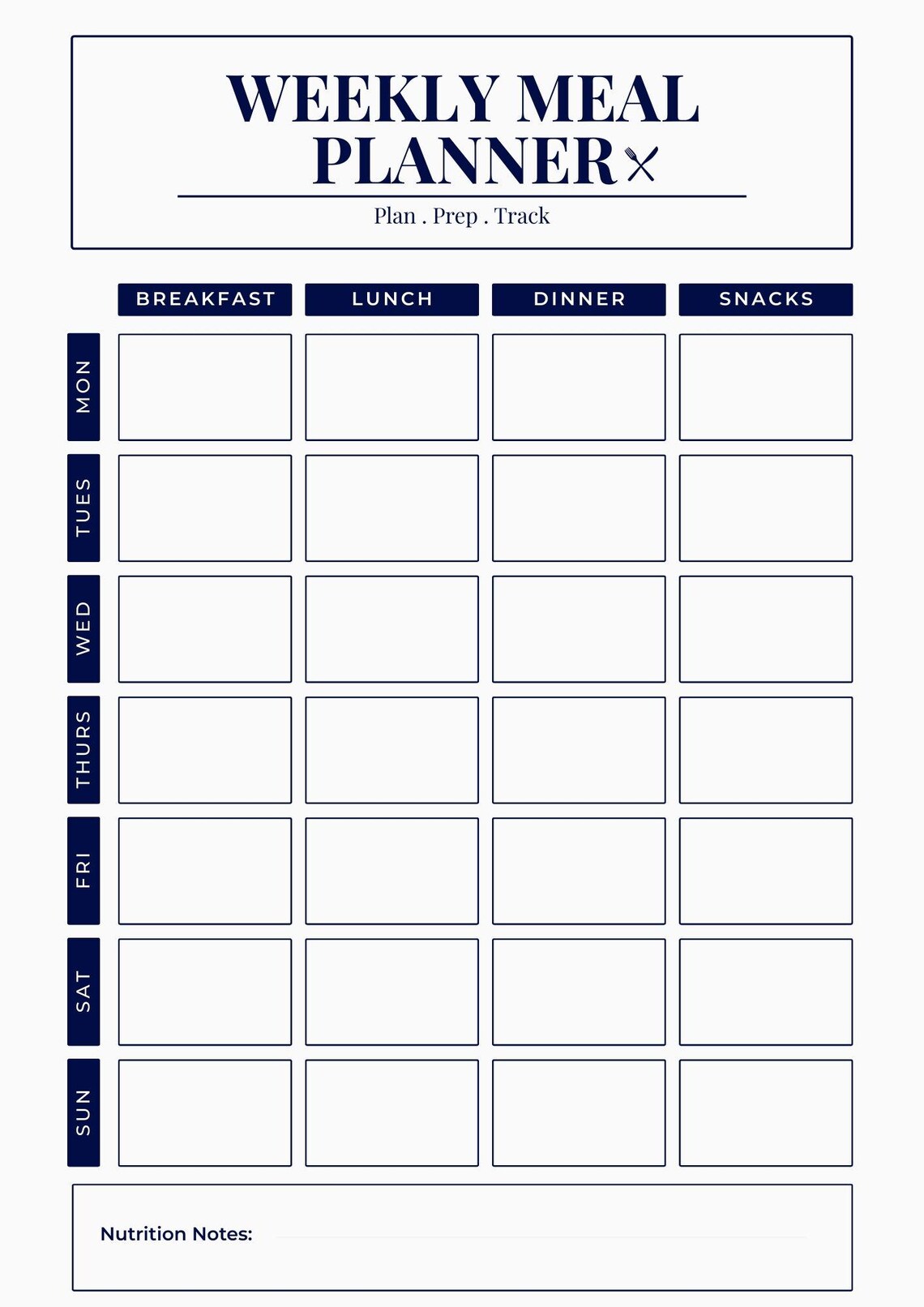 Weekly Meal Planner Printable – Minimalist A4/US PDF Meal Prep Sheet - Etsy