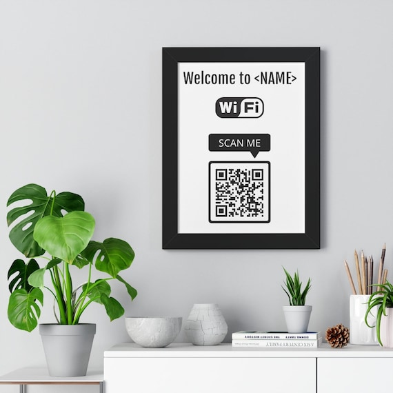 Wifi QR Code Sign. QR Codes Display. Framed Poster Wifi Qr | Etsy Canada