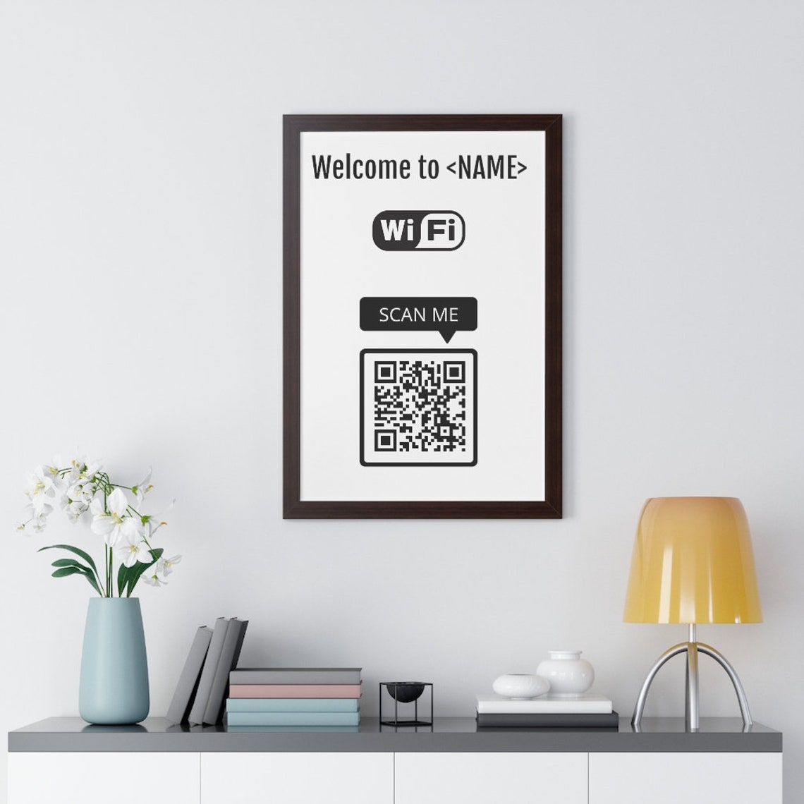 Wifi QR Code Sign. QR Codes Display. Framed Poster Wifi Qr - Etsy Canada