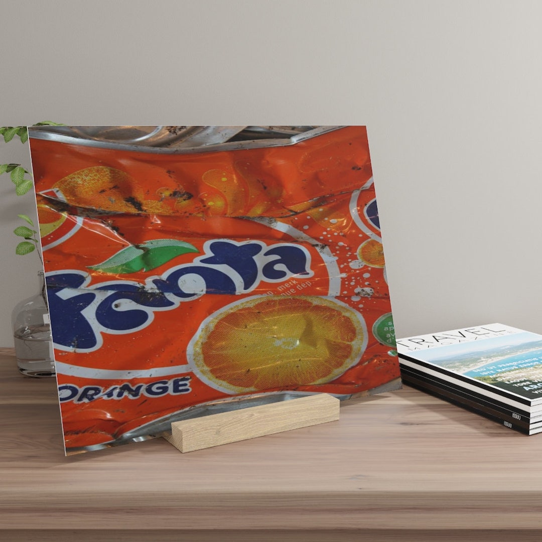 Crushed Can Fanta on Gallery Board With Stand. Great Fanta Etsy
