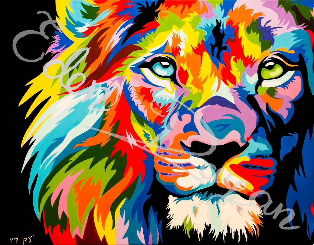 Lion Colorful Lion Painting, Acrilic Colors Art, Canvas Print Wall ...