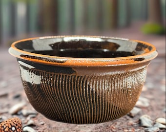 Handmade Black Pottery Bowl: Food Safe, Microwave & Dishwasher Safe