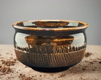 Handmade Black Pottery Bowl: Food Safe, Microwave & Dishwasher Safe
