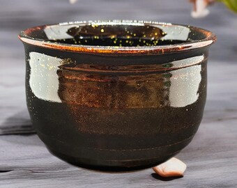 Handmade Black Pottery Bowl: Food Safe, Microwave & Dishwasher Safe