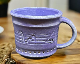 Handmade Purple Pottery Mug: Glossy Glaze, Food Safe