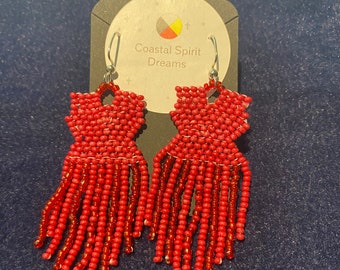 Red Dress Beaded Earrings - Etsy