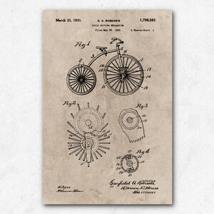 Vecchio poster di brevetto per biciclette / carta riciclata
