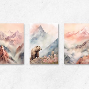 Juego de carteles Pastelllandschaft / Papel reciclado