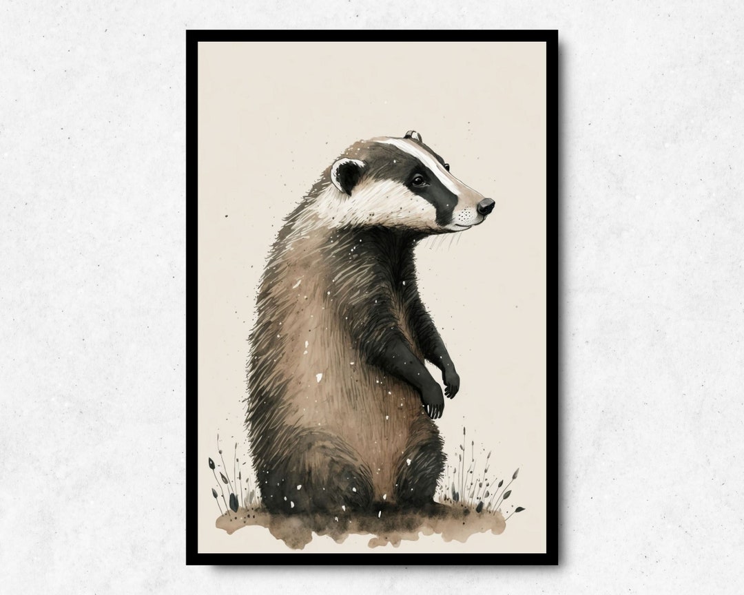 Cute Badger Poster Recycling Paper Etsy