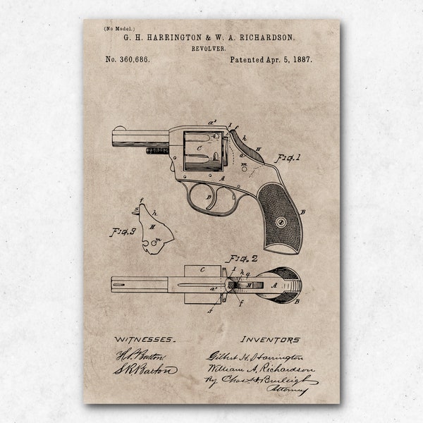 Alter Revolver Patentzeichnung | Recycling Papier