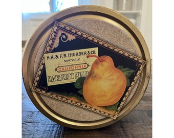 Vintage Round Fruit Themed Tin Kitchen Decor