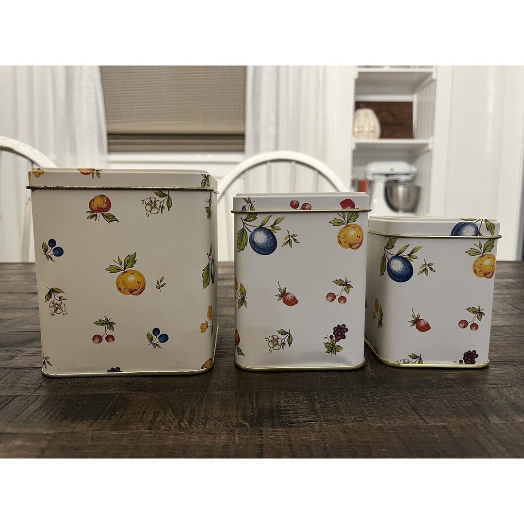 IKEA Metal Canister Set 3 Kitchen Dining Room Decor Fruit Etsy