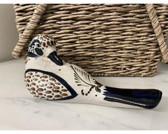 Poterie Tonala Oiseau Fabriqué au Mexique Signé Colombe