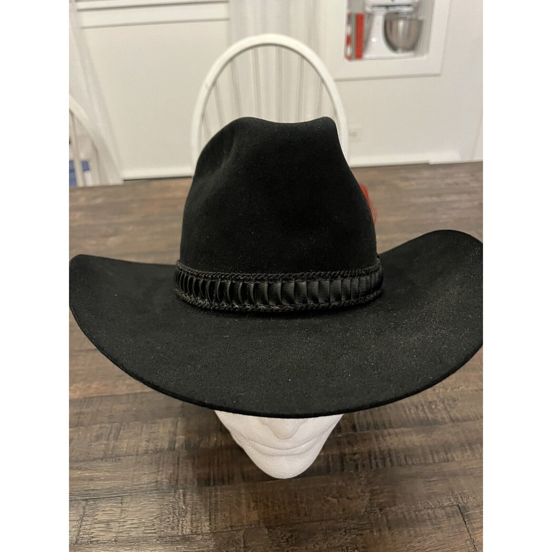 John B Stetson 3x Beaver Cowboy Hat Size 7 Black Jbs Pin Etsy