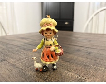 Vintage Bradford Exchange Girl With Duck Christmas Ornament