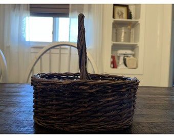 Wicker Basket with Handle Easter Home Holiday Decor Vintage Natural Twigs