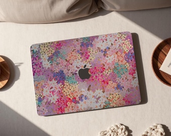 Colorful Flower Floral Macbook Case Mac Laptop Cover for 2025 M4 Air 15/13/11 Pro 16/15/14/13 Inch Mac 12 Inch 2022 2023 2024 M1 M2 M3