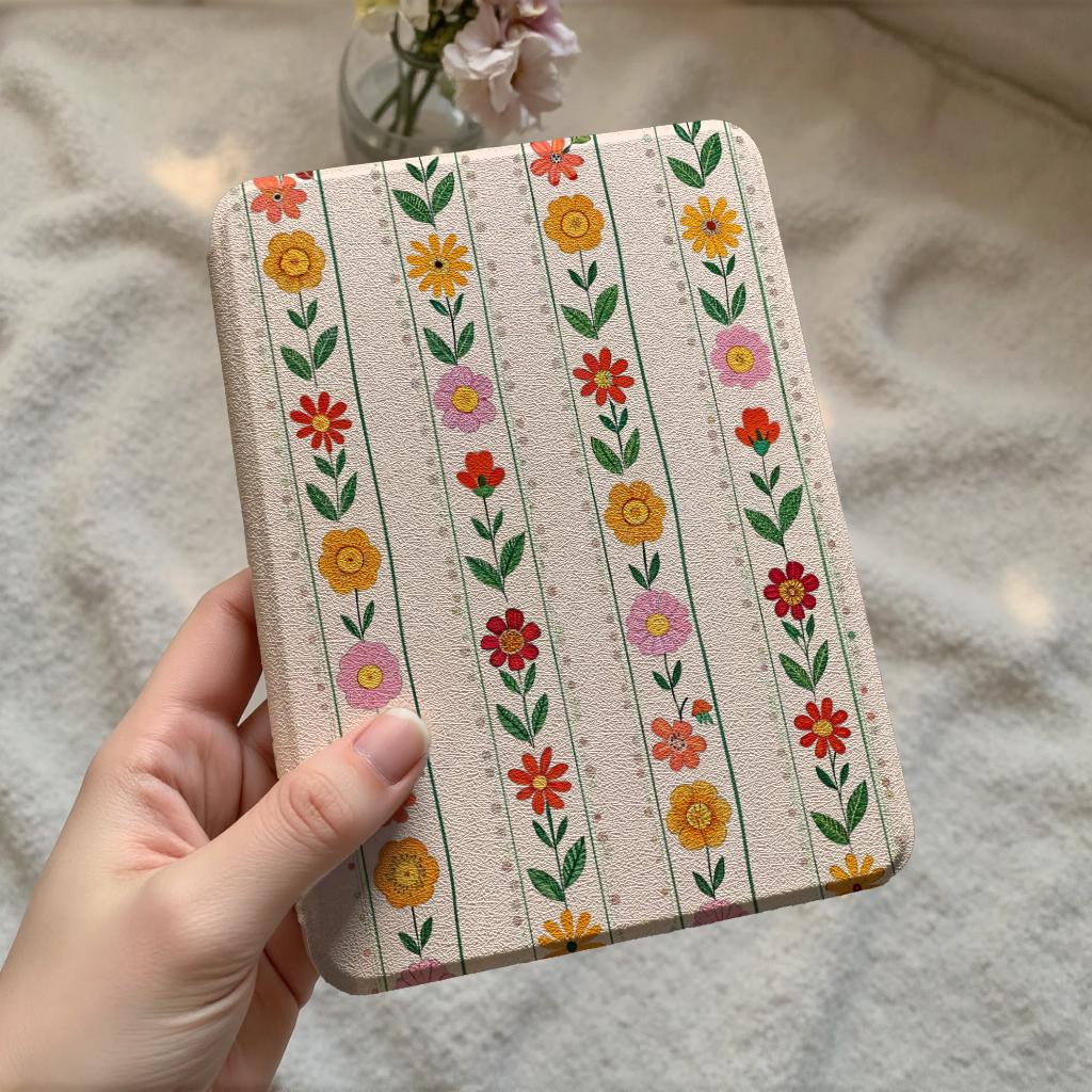Retro Flowers Kindle Case, All New Kindle 12th Generation 2024 Case, Paperwhite 12th 7" 11th 6.8" 10th 6" Cover, Kindle Colorsoft Strap Case