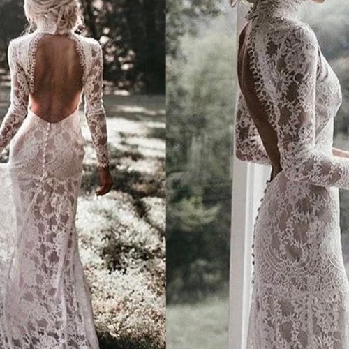 Bohemian Elegant Lace Wedding Dress /beach Wedding Dress Etsy UK