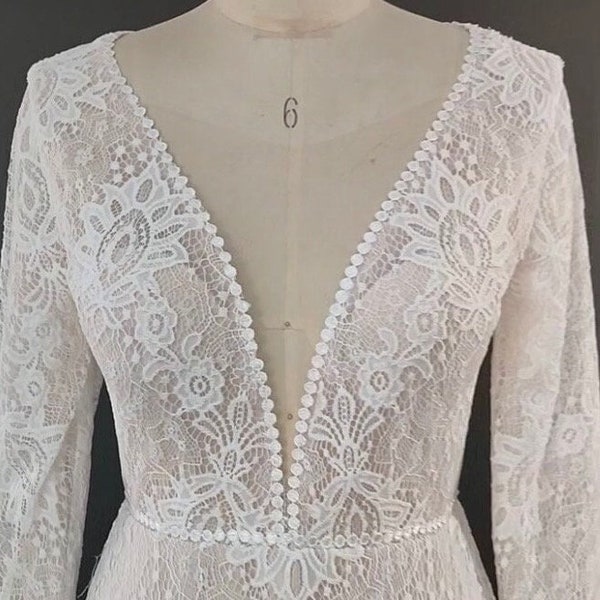 CALLIE | Boho Wedding Dress, Lace Bohemian Bridal Gown