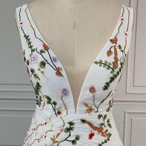 Floral Wedding Dress | Wildflower Boho Bridal Gown | Sleeveless Deep V-Neck Bohemian Dress