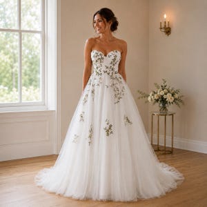 boho sleeveless wedding dress Floral - Bridal Gown - Cape Included premiere Sleeveless Back What Shoes Go With White COLOR:Blue Green