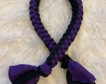 Fleece Square Knot Tug Toy Purple Black Dog