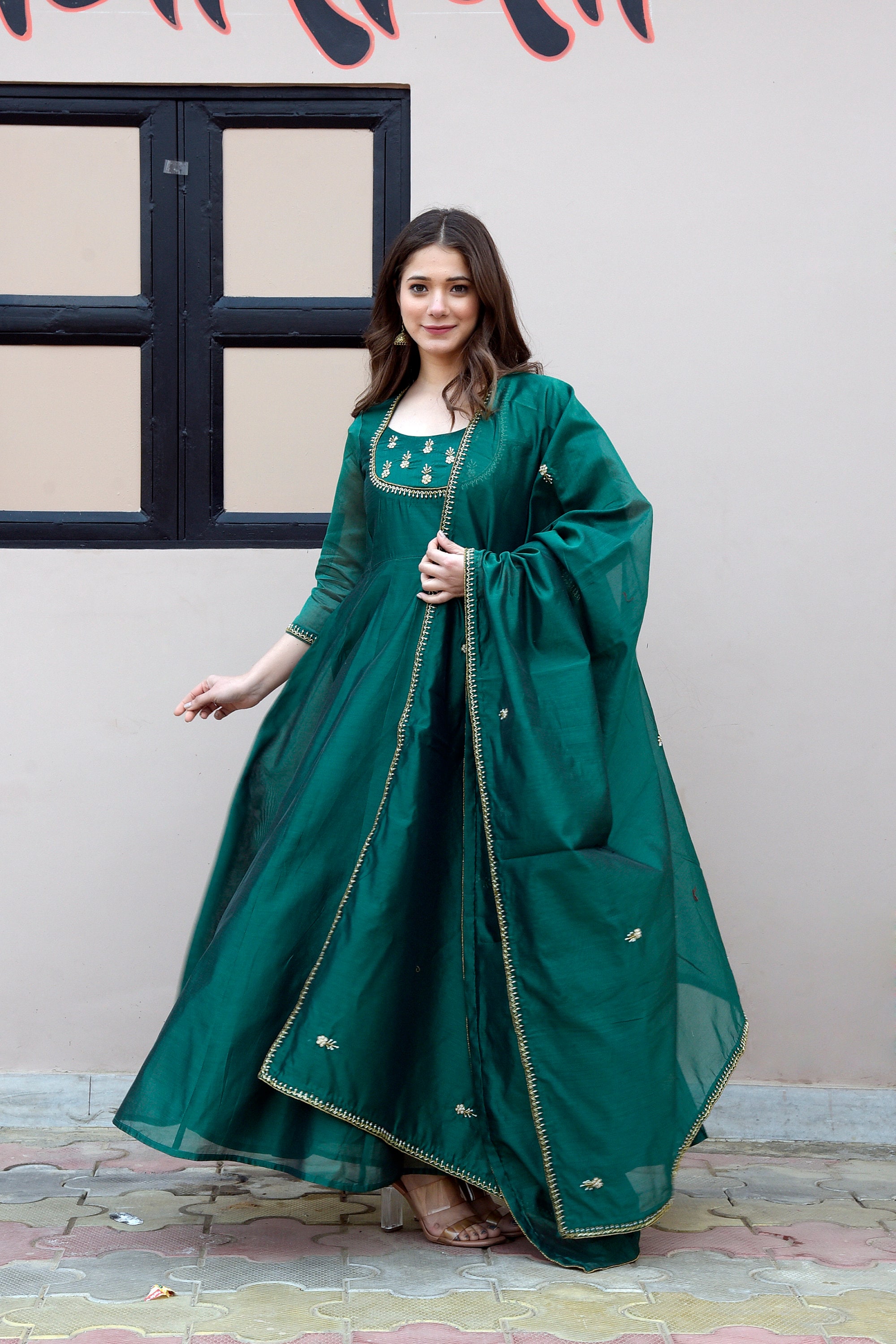 Anarkali green dress best sale
