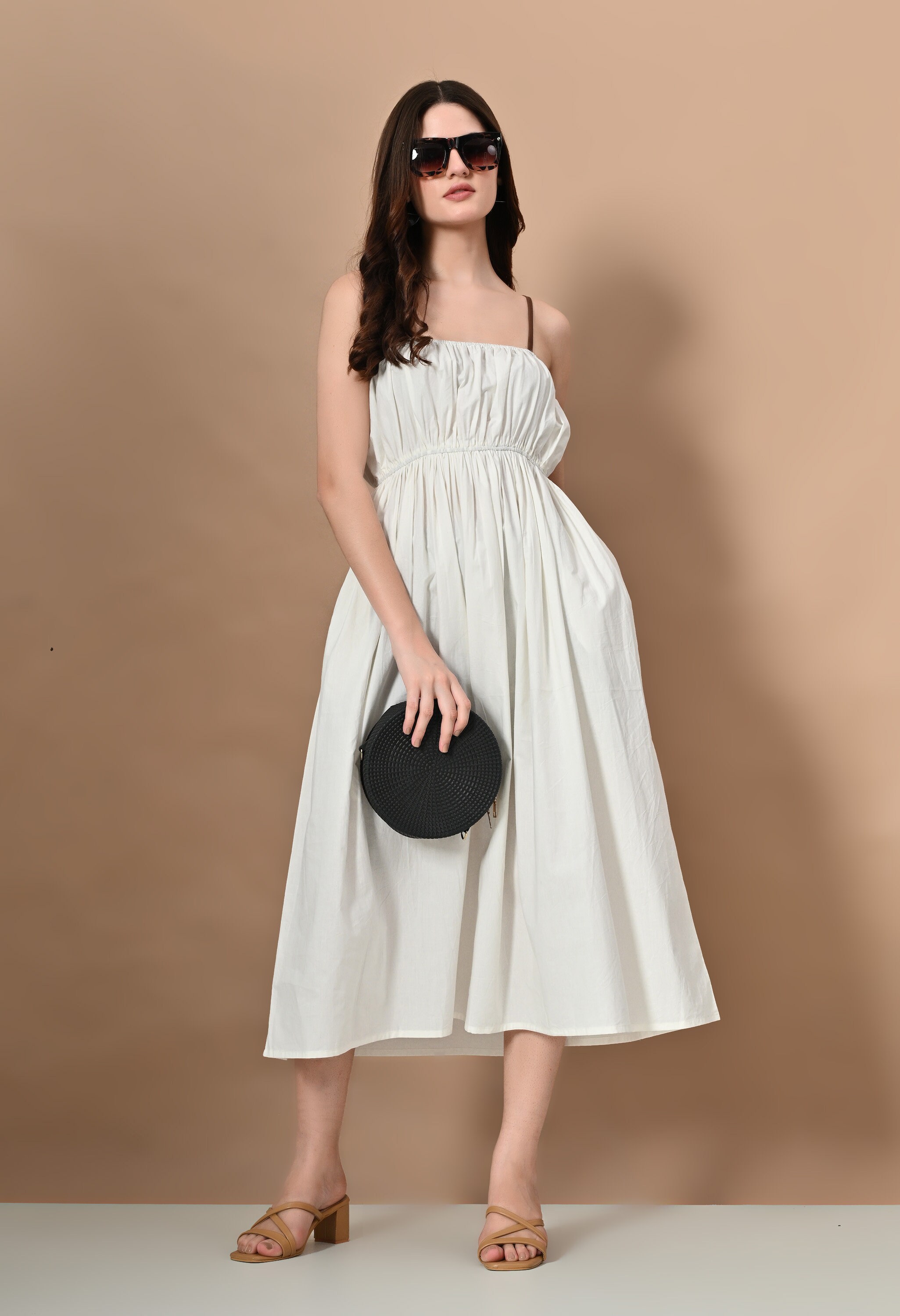 Lula White Abstract Linen Cotton Dress