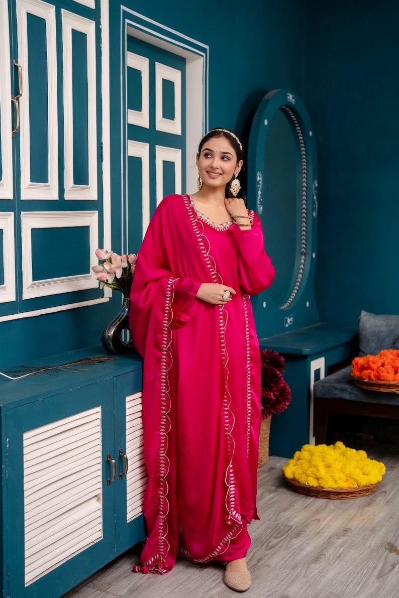 Semi Stitched Cotton satin Kurta