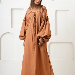 Robes d'été longues pour femmes Robe de demoiselle d'honneur à plusieurs niveaux Robe en coton avec manches image 3