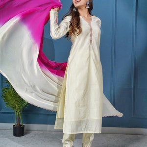 ENSEMBLES KURTA/ Kurta brodé jaune/ Kurti long/ Robe jaune/ Robe décontractée/ Robe Chanderi/ image 2