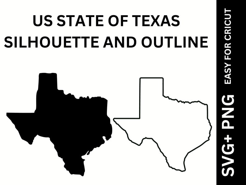 US Texas State Silhouette and Outline SVG - United States Digital Cut ...