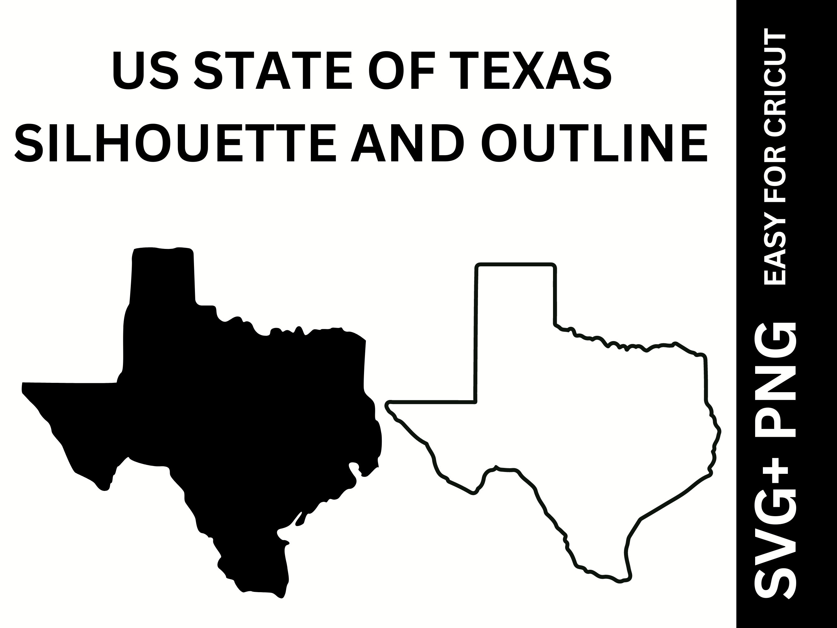 US Texas State Silhouette and Outline SVG - United States Digital Cut ...
