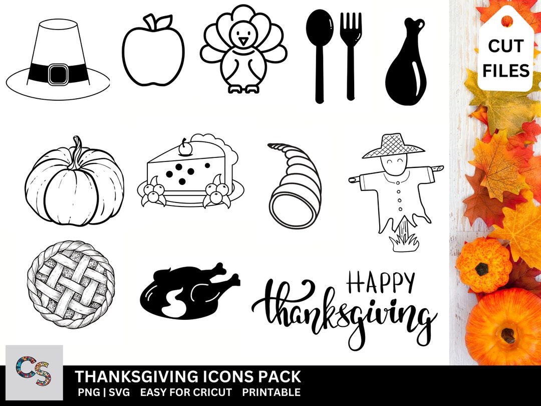 Thanksgiving Icons Turkey Pumpkin Cake and More Pack of - Etsy
