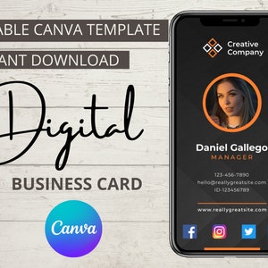 Digital Business Card Template, Canva Template, Business Card Template, Custom Business Card