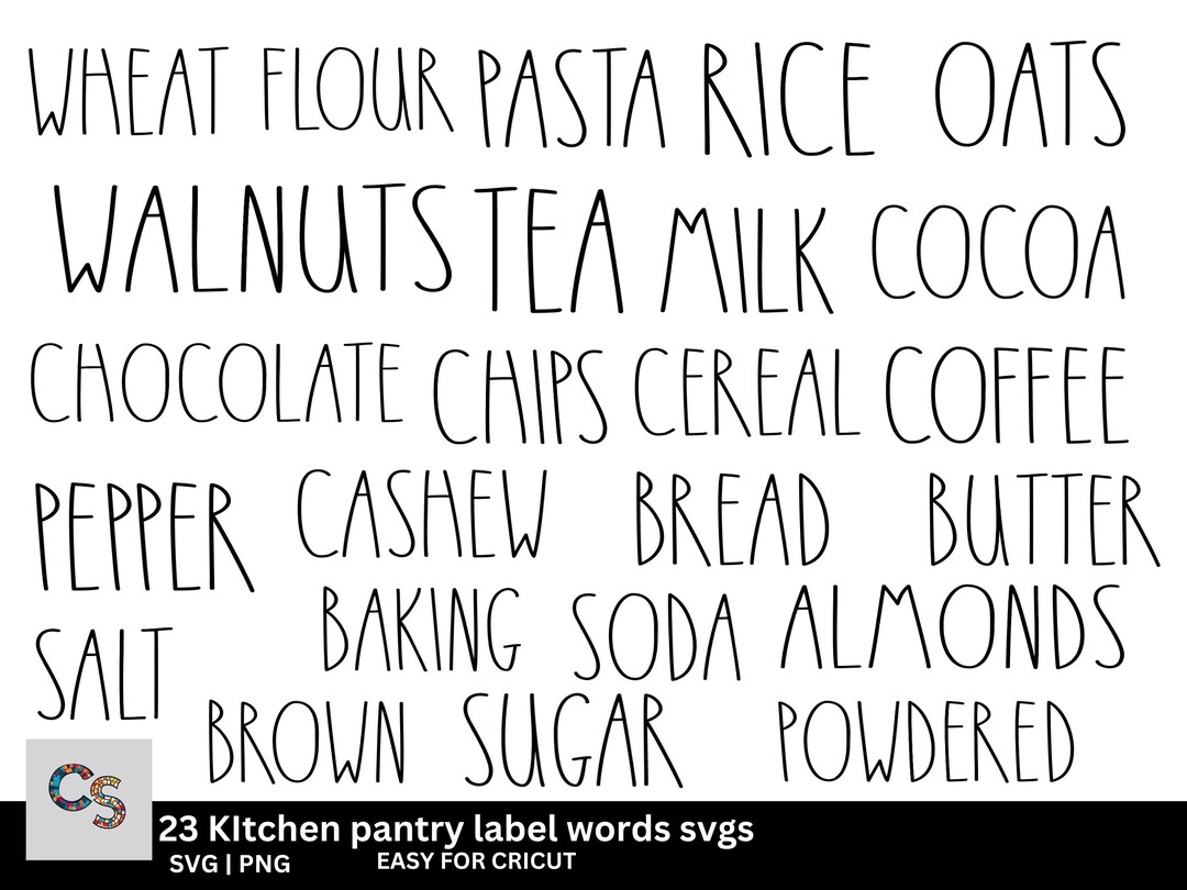 Kitchen Pantry Labels Words SVG PNG Bundle Almonds Etsy