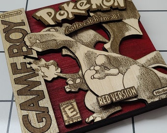 Wooden Pokemon Red Version (Gameboy)