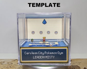 Cerulean City Gym Pokemon Fire Red / Leaf Green - 3D Diorama Cube TEMPLATE