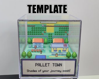 Pallet Town Pokemon Fire Red / Leaf Green - 3D Diorama Cube TEMPLATE