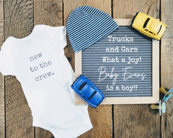 Es ist ein Junge Gender Reveal Schwangerschaft Ankündigung | Cars Boy Ansage | Boy Gender Reveal Social Media Facebook Instagram | Baby Junge